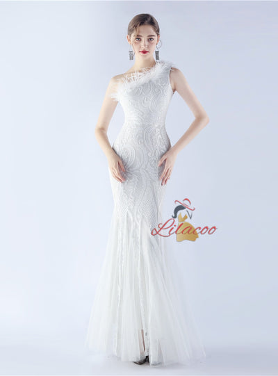 One Shoulder Mermaid Sequins Prom Dress