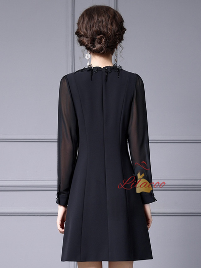 Black Long Sleeve Mother Of The Bride Dress