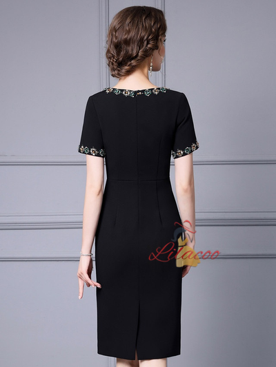 Black Short Sleeve Mother Of The Bride Dress