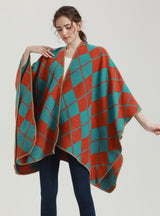 Ethnic Diamond Cashmere-like Split Cloak Coat