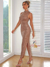 Sexy Sleeveless Sequined Evening Dress
