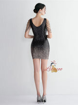 V-neck Sequins Beading Short Prom Dress