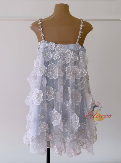 Three-dimensional Flower Sequined Gauze Dress