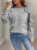 Casual Bow Splicing Gray Round Neck Top