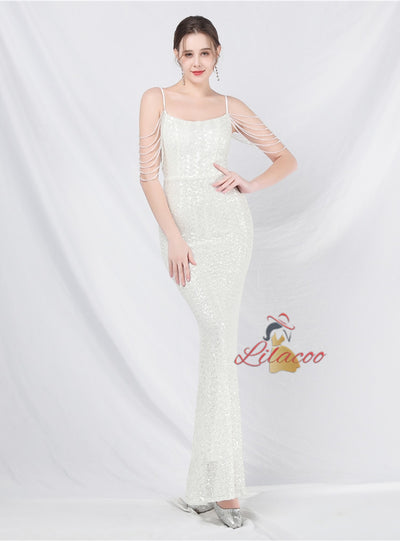 Mermaid Sequins Spaghetti Straps Prom Dress