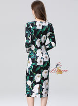Sexy Slim Print Long Sleeve Dress
