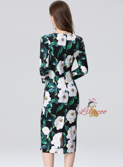 Sexy Slim Print Long Sleeve Dress