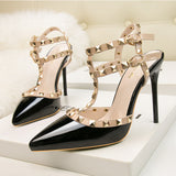 Patent Leather Metal Rivet Roman Sandals