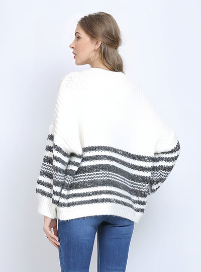 Striped Round Neck Loose Sweater