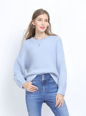 Round Neck Loose Solid Color Sweater