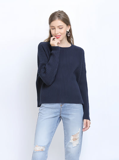 Large Size Loose Round Neck Long Sleeve Sweater