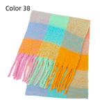 Thick-bearded Four-grid Thick Double-sided Plaid Scarf