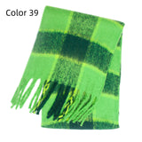 Thick-bearded Four-grid Thick Double-sided Plaid Scarf