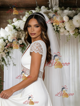White V-neck Lace Wedding Dress