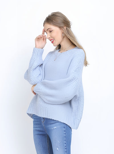 Round Neck Loose Solid Color Sweater