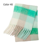 Thick-bearded Four-grid Thick Double-sided Plaid Scarf
