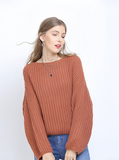 Solid Color Long-sleeved Loose Sweater