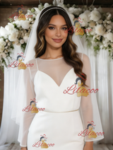 White Mermaid Long Sleeve Wedding Dress