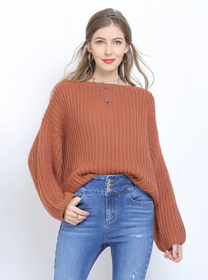 Solid Color Long-sleeved Loose Sweater