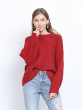 Round Neck Loose Solid Color Sweater