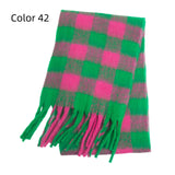Thick-bearded Four-grid Thick Double-sided Plaid Scarf