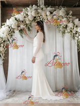White Mermaid Long Sleeve Wedding Dress