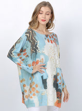 Loose Print Pullover Long Sweater