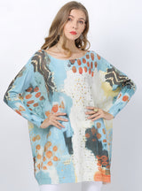 Loose Print Pullover Long Sweater