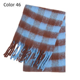 Thick-bearded Four-grid Thick Double-sided Plaid Scarf