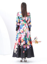 Long Sleeve V-neck Printed Dress