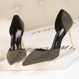 Shallow-mouthed Pointed Rhinestone Hollow High-heeled Shoes