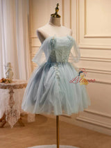 Green Tulle Beading Pleats Homecoming Dress