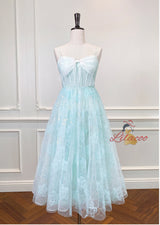 Green Tulle Sequins Straps Prom Dress