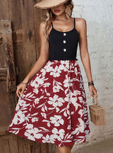 Holiday Flower Stitching Sling Dress