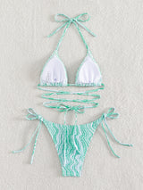 Printed Pleats Two Piece Bikini