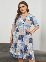 V-neck Slim Short-sleeved Dress