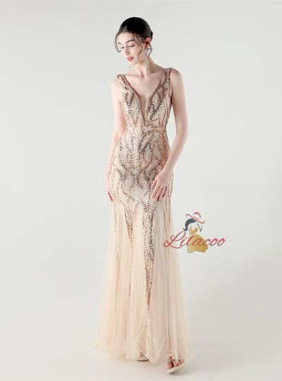 Sexy Sequins V-neck Prom Dress