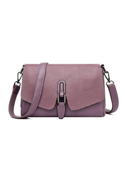 Small Square Bag Soft Leather Buckle Shoulder Crossbody Bag