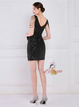 Sequins V-neck Beading Short Prom Dress
