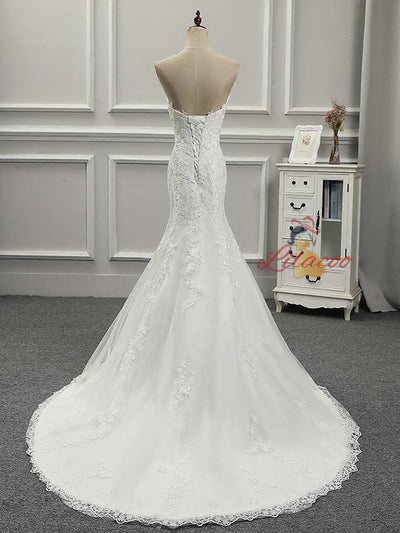 Sexy White Mermaid Lace Sweetheart Wedding Dress