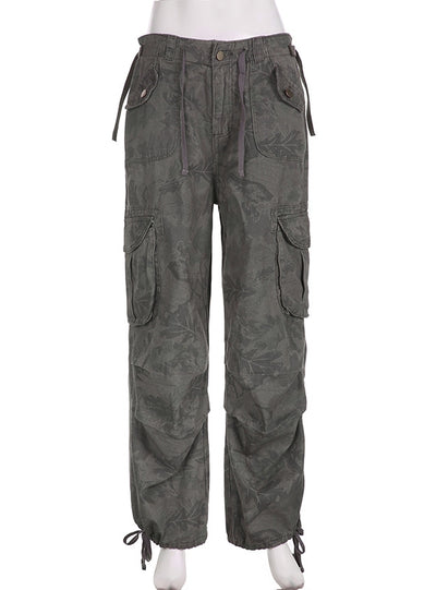 Slim Retro Camouflage Printed Jeans