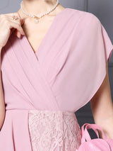 Blue Chiffon Lace V-neck Mother Of The Bride Dress