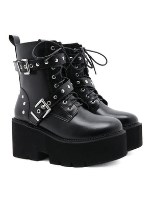 Thick-soled Square Metal Short Boots