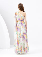 Bow Slim Long Floral Holiday Dress