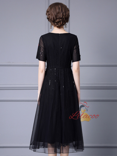 Champagne Sequins Flower Mother Of The Bride Dress