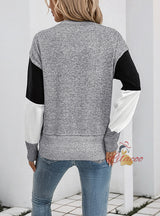 Loose Square Contrast Long Sleeve Sweater