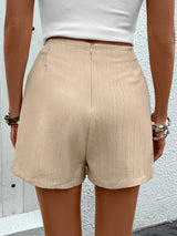 High Waist Short Pocket Solid Color Skirt Pants