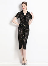 Sexy Openwork Lace Long Dress