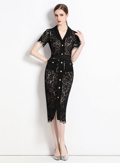 Sexy Openwork Lace Long Dress