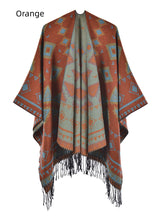 Geometric Split Shawl Thickened Warm Cloak